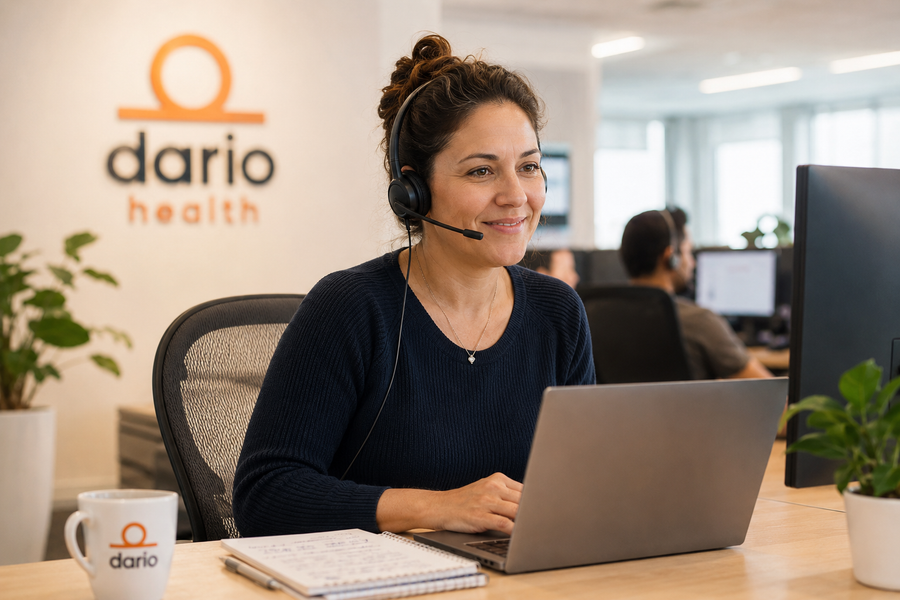 A Dario coach and a member reviewing health data together